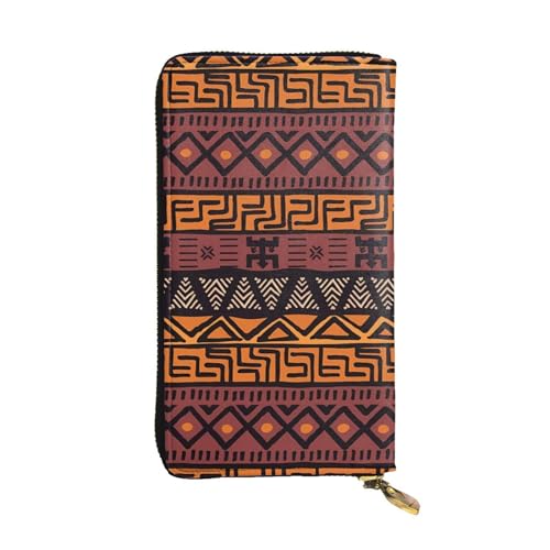 QmeNa Lange Clutch-Geldbörse aus afrikanischem Schlammstoff, Tribal-Leder, mit Reißverschluss, für Dating, Reisen, Einkaufen, Valentinstagsgeschenk, Schwarz , Einheitsgröße von QmeNa