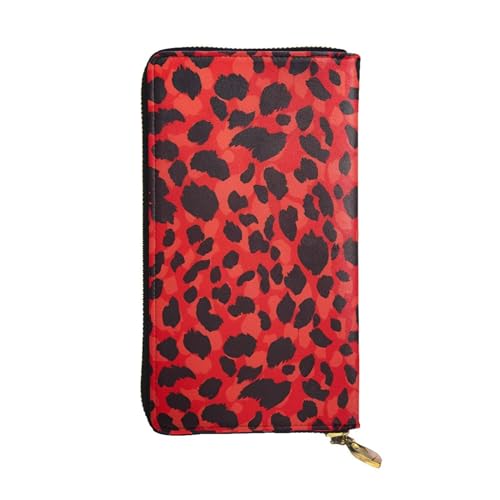 QmeNa Lange Clutch mit Reißverschluss, Leopardenmuster, Leder, für Dating, Reisen, Einkaufen, Valentinstag, Geschenk, Schwarz , Einheitsgröße von QmeNa