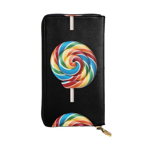 QmeNa Lollipop Leder-Clutch-Geldbörse mit Reißverschluss, für Dating, Reisen, Einkaufen, Valentinstagsgeschenk, Schwarz , Einheitsgröße von QmeNa