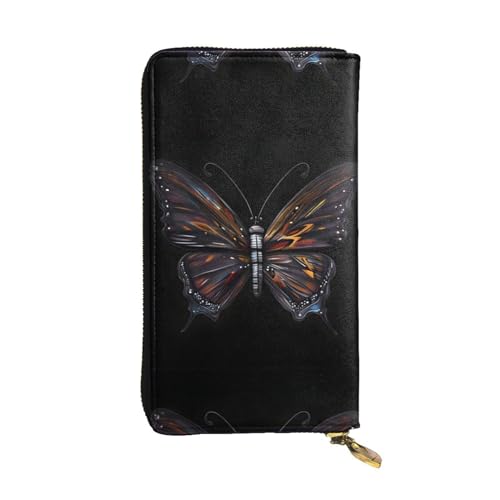 QmeNa Mystery Butterfly Leder-Clutch-Geldbörse mit Reißverschluss, für Dating, Reisen, Einkaufen, Valentinstagsgeschenk, Schwarz , Einheitsgröße von QmeNa