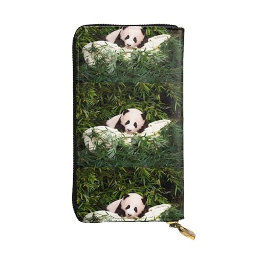 QmeNa Niedliche kleine Panda-Leder-Clutch-Geldbörse mit Reißverschluss, für Dating, Reisen, Einkaufen, Valentinstagsgeschenk, Schwarz , Einheitsgröße von QmeNa