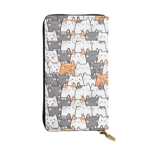 QmeNa Orange Cats (1) Lange Clutch-Geldbörse aus Leder mit Reißverschluss für Dating, Reisen, Einkaufen, Valentinstagsgeschenk, Schwarz , Einheitsgröße von QmeNa