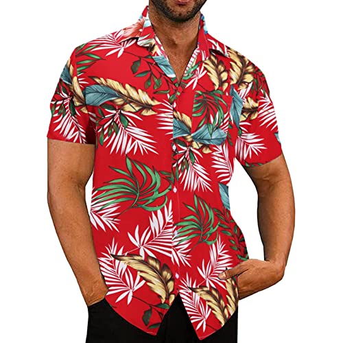 Qmfvqi Hawaii Hemd Männer Herren Kurzarm Sommerhemd Hawaiihemd Baumwolle Regular Fit Freizeithemd mit Brusttasche Strandhemd Leichtes Unisex Button Down Baumwolle Freizeithemd Kurzarmhemden von Qmfvqi