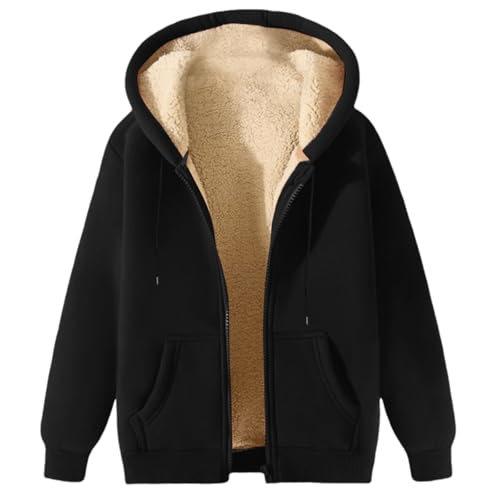 Qmfvqi Herren Winterjacke Warm Fleecejacke Winter Sweatjacke mit Kapuze Fleece Gefütterte Übergangsjacke Große Größen Kapuzenpullover mit Taschen Lässige Wintermantel mit ReißVerschluss Plüschjacke von Qmfvqi