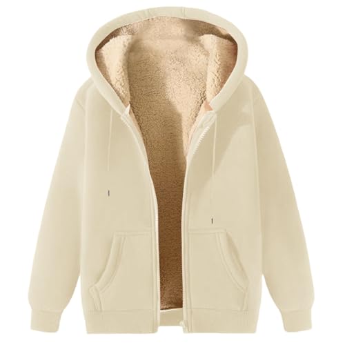 Qmfvqi Herren Winterjacke Warm Fleecejacke Winter Sweatjacke mit Kapuze Fleece Gefütterte Übergangsjacke Große Größen Kapuzenpullover mit Taschen Lässige Wintermantel mit ReißVerschluss Plüschjacke von Qmfvqi