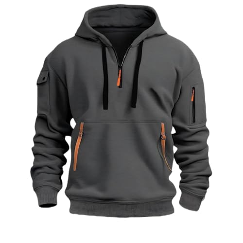 Qmfvqi Pullover Herren Hoodie Oversize Winter Sweatshirt Zip Kapuzenpullover Kordelzug Pullover Gym Kapuzenjacke mit Taschen Kapuze Sweatjacke Kapuzenpulli von Qmfvqi