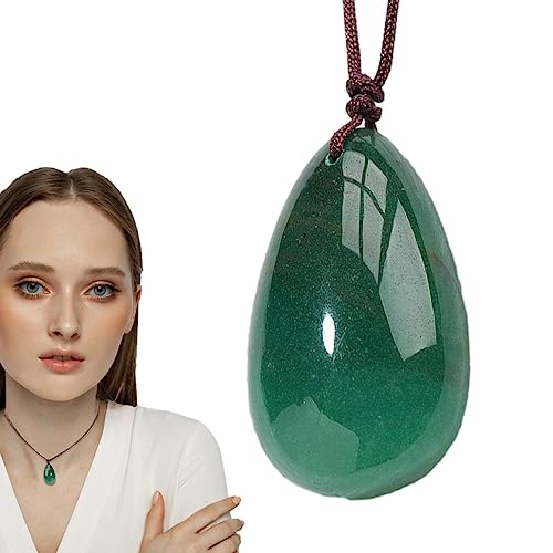 Qmisify Halskette Ver- Eleganter grüner Aventurin Anhänger Wassertropfen, handgefertigter Schmuck mit grüner Perle für Damen und Herren von Qmisify