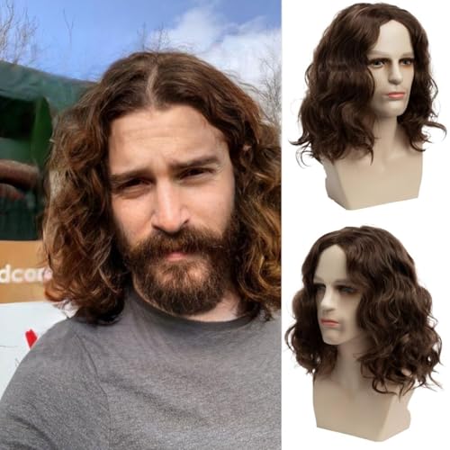 Qinbaeu Locken mittleren Teil Perücke für Männer braun künstliches kurzes Haar kühle mittlere Teil zarte Perücke Qinbaeu Locken mittleren Teil Perücke für Männer braun künstliches kurzes Haar kühle mittlere Teil zarte Perücke von Qnbiar
