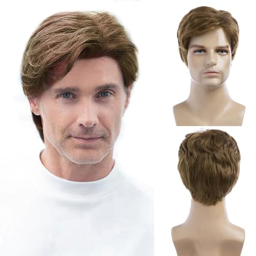 Perücken für Männer kurze hellbraune Perücken synthetische hitzebeständige natürliche Halloween Cosplay Haare Perücken für Männer Perücken für Männer kurze hellbraune Perücken synthetische hitzebeständige natürliche Halloween Cosplay Haare Perücken für Männer von Qnbiar