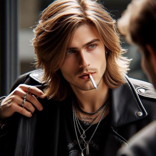 Qnbiar Herren Kurze Braun Flauschige Layered Cosplay Kostüm Perücke von Qnbiar