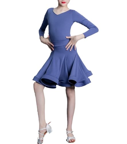 Zweiteiliger Lateinamerikanischer Tanzrock for Mädchen Mit Trikot, Lateinamerikanisches Tanzkleid for Kinder, Salsa-Tangoröcke, Wettbewerbs-Tanzbekleidung for Samba-Chacha-Tanz-Übungsrock von Qodpxxi