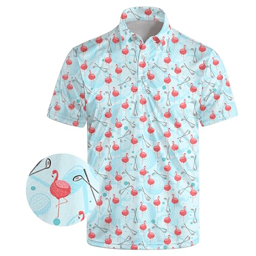 Qoekrfu Herren-Golf-Polo-Shirts, lustig, hawaiianisches Golf, kurzärmelig, bedruckt, schnelltrocknend, Performance-Poloshirts für Herren, Lblue Flamingo, XL Qoekrfu Herren-Golf-Polo-Shirts, lustig, hawaiianisches Golf, kurzärmelig, bedruckt, schnelltrocknend, Performance-Poloshirts für Herren, Lblue Flamingo, XL von Qoekrfu