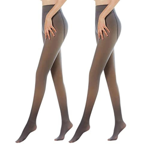 Qoier 2 Paar Damen Strumpfhosen, Thermo Strumpfhosen for Damen, Hohe Taille Fleece Strumpfhose Gefütterte, Plüschstrümpfe Pantyhose Warmer Leggings von Qoier