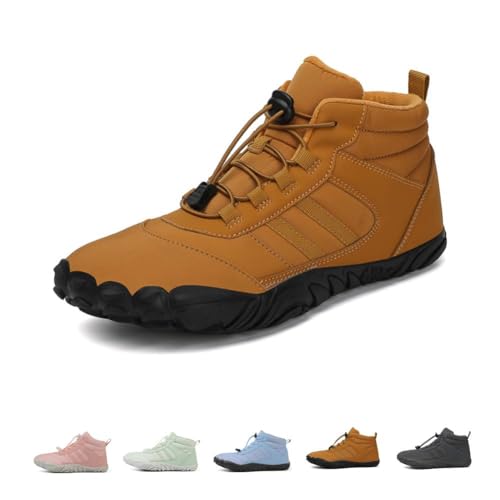 Qoier Barfußschuhe Schneestiefel Gefüttert, Weit Zehenschuhe Winterstiefel, Winter Warme Wasserdichte Sportschuhe for Damen und Herren von Qoier