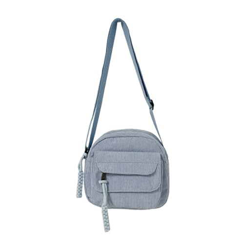 Qoier Umhängetasche aus Cord for Damen, einfache mehrlagige Umhängetasche, vielseitige kleine quadratische Tasche, Umhängetasche, Hobo-Tasche, Reise-Urlaubs-Geldbörse (blau) von Qoier