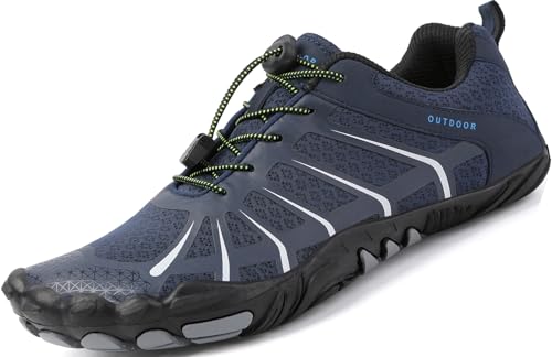 Qomo goose Barfußschuhe Damen Barfussschuhe Herren Fitnessschuhe Traillaufschuhe Weich Leicht rutschfest Trainingsschuhe Tragbar Breiter Zehenbox, Outdoor & Indoor(Blau 37 EU) von Qomo goose