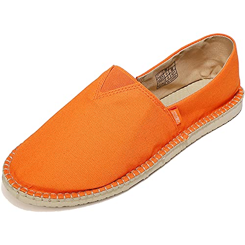 Qomo goose Espadrilles für Damen Herren Low-Top Leinenschuhe Flacher Slippers Klassisch Slip-On Segeltuchschuhe Gr.35-47 (Orange, 38 EU) von Qomo goose