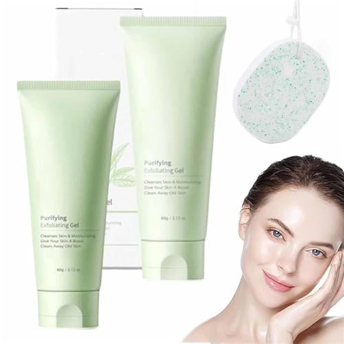 Creteam Exfoliating Gel, Greteam Purifying Exfoliating Gel Moisturizing Cleanses Skin Give, Deep Cleansing Face and Body Exfoliating Scrub Gel, for Men and Women (2Pcs, One Size) von Qoobom