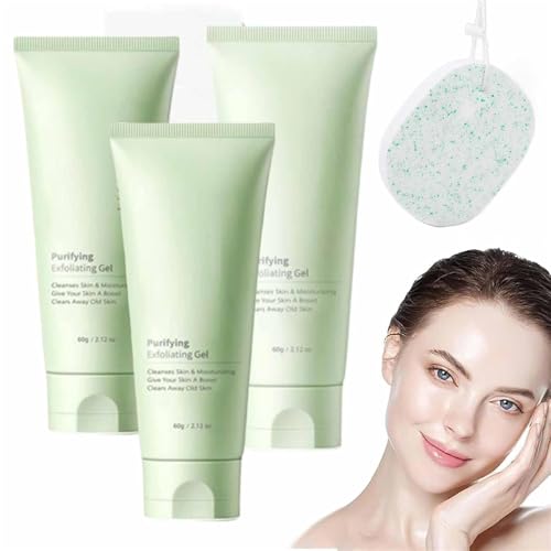 Creteam Exfoliating Gel, Greteam Purifying Exfoliating Gel Moisturizing Cleanses Skin Give, Deep Cleansing Face and Body Exfoliating Scrub Gel, for Men and Women (3Pcs, One Size) von Qoobom