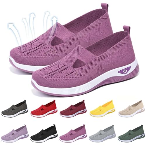 Podoback Schuhe Annelie, Annelie Schuhe, Orthopädischer Schuh Für Frauen, Leichte, schnürungsfreie Slip-On Sneakers für Bequeme Spaziergänge, atmungsaktive Turnschuhe (40,Dunkelviolett) von Qosigote