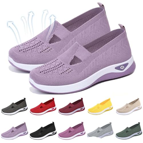 Podoback Schuhe Annelie, Annelie Schuhe, Orthopädischer Schuh Für Frauen, Leichte, schnürungsfreie Slip-On Sneakers für Bequeme Spaziergänge, atmungsaktive Turnschuhe (41,Lila) von Qosigote