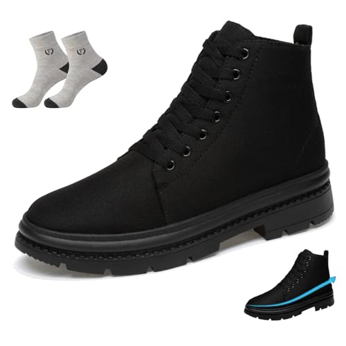 Qosigote 10 Cm Größer – Ganz Ohne Einlagen Oder Hilfsmittel, Boots Herren, Schnürstiefel Mit Verstecktem Absatz Für Längeren Look (8cm,40) von Qosigote