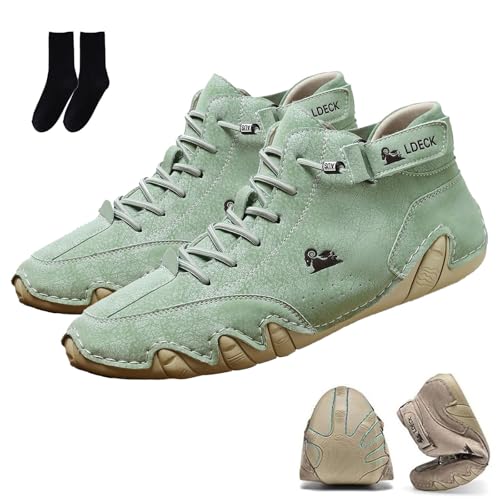 Qosigote Alpaca Hallux – Ergonomische & Schmerzlindernde Hallux Valgus Leder-Barfußschuhe, Alpaca Barfußschuhe, Vogany wasserdichte Und Atmungsaktive Orthopädische Schuhe (Dunkelgrün,47) von Qosigote