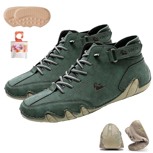 Qosigote Alpaca Hallux – Ergonomische & Schmerzlindernde Hallux Valgus Leder-Barfußschuhe, Alpaca Barfußschuhe, Vogany wasserdichte Und Atmungsaktive Orthopädische Schuhe (Grün,43) von Qosigote