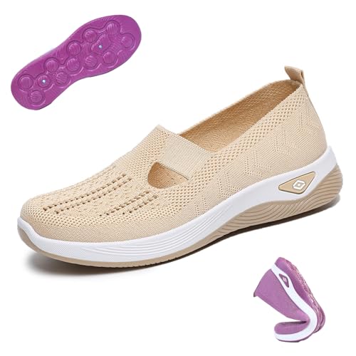 Qosigote Annelie Sommerschuh - Der Leichtigkeit Spürbar Macht, Annelie Schuhe, Podoback Schuhe, Orthopädische Lauflernschuhe Für Damen Leichtigkeit Bequem (Beige,41) von Qosigote