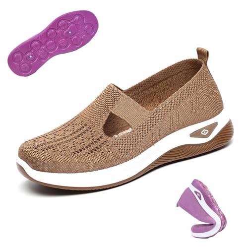 Qosigote Annelie Sommerschuh - Der Leichtigkeit Spürbar Macht, Annelie Schuhe, Podoback Schuhe, Orthopädische Lauflernschuhe Für Damen Leichtigkeit Bequem (Braun,42) von Qosigote