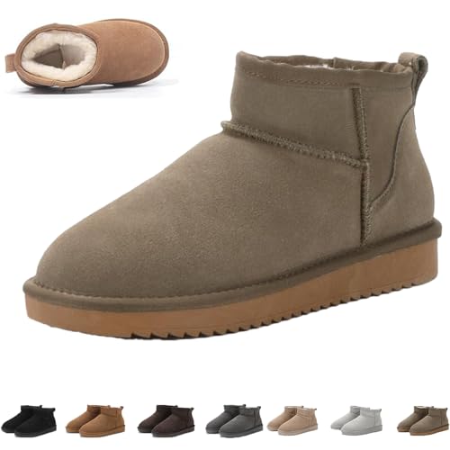 Qosigote Aurora Hikari Wolkis 2.0 Winterstiefel Damen, Robust & Stylisch Mini - Stiefel Für Damen, Wasserabweisend Stiefelette, Anti-Rutsch Sohle (Antilopenbraun,38) von Qosigote