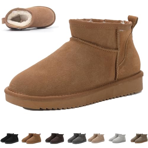Qosigote Aurora Hikari Wolkis 2.0 Winterstiefel Damen, Robust & Stylisch Mini - Stiefel Für Damen, Wasserabweisend Stiefelette, Anti-Rutsch Sohle (Kastanie,38) von Qosigote