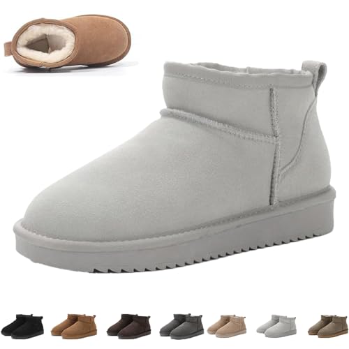 Qosigote Aurora Hikari Wolkis 2.0 Winterstiefel Damen, Robust & Stylisch Mini - Stiefel Für Damen, Wasserabweisend Stiefelette, Anti-Rutsch Sohle (Rolandgrau,41) von Qosigote