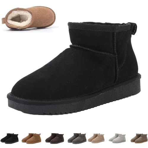 Qosigote Aurora Hikari Wolkis 2.0 Winterstiefel Damen, Robust & Stylisch Mini - Stiefel Für Damen, Wasserabweisend Stiefelette, Anti-Rutsch Sohle (Schwarz,38) von Qosigote