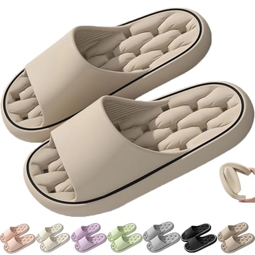 Qosigote Baumme Ergonomische, Ultraweiche, Schnelltrocknende Hausschuhe, Dicke Sohle Orthopädische Slipper Für Maximalen Komfort Rutschfeste Und Weiche Hausschuhe (Khaki,42/43EU) von Qosigote