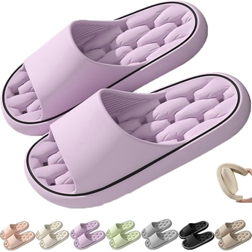 Qosigote Baumme Ergonomische, Ultraweiche, Schnelltrocknende Hausschuhe, Dicke Sohle Orthopädische Slipper Für Maximalen Komfort Rutschfeste Und Weiche Hausschuhe (Lila,36/37EU) von Qosigote