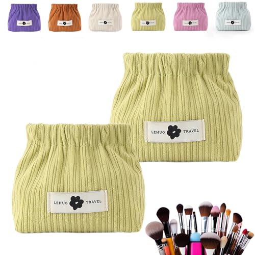 Qosigote Corduroy Lipstick Bag, Portable Corduroy Elastic Hair Tie Organizer, Portable Travel Corduroy Elastic Storage Bag – Stylish Hair Accessory Storage Bag (2 Pcs,Green) von Qosigote