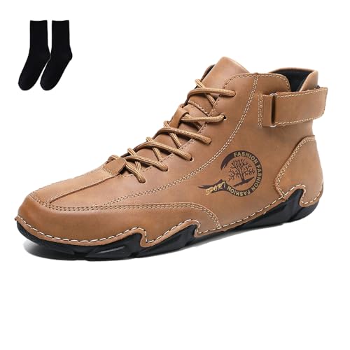 Qosigote Ergonomische, Ergonomischer Wasserdichter & Schmerzlindernder Barfußschuh für Herbst und Winter Wildlederstiefel für Outdoor-Wandern Geeignet (Braun A,48) von Qosigote