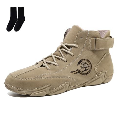 Qosigote Ergonomische, Ergonomischer Wasserdichter & Schmerzlindernder Barfußschuh für Herbst und Winter Wildlederstiefel für Outdoor-Wandern Geeignet (Khaki B dicker,36) von Qosigote