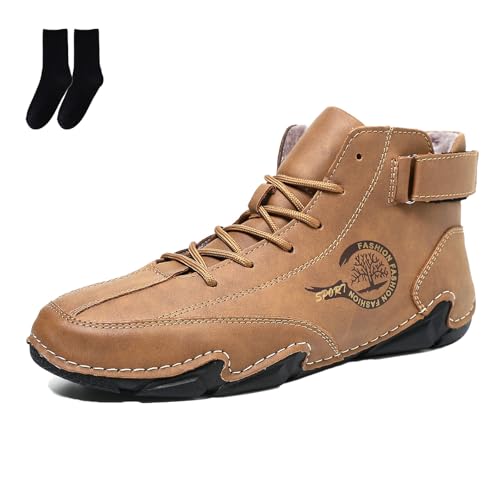 Qosigote Ergonomische, Ergonomischer Wasserdichter & Schmerzlindernder Barfußschuh für Herbst und Winter Wildlederstiefel für Outdoor-Wandern Geeignet (Braun B dicker,42) von Qosigote