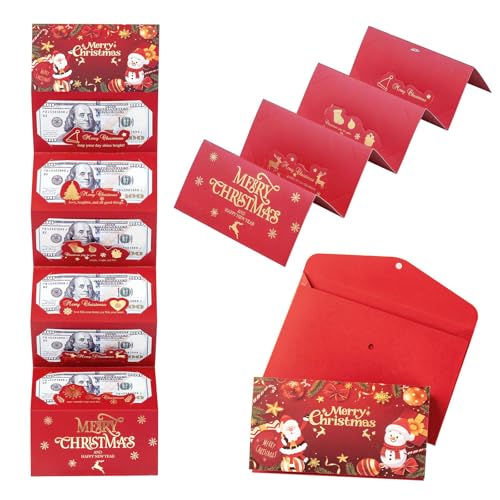 Qosigote Foldable 6-Slot Christmas Red Envelope, Christmas Money Wallets, Money Wallets for Cash Gifts, Xmas Surprise Cash Holder, Meaningful Gifts to Adds A Deeply Personal Touch (A,1) von Qosigote