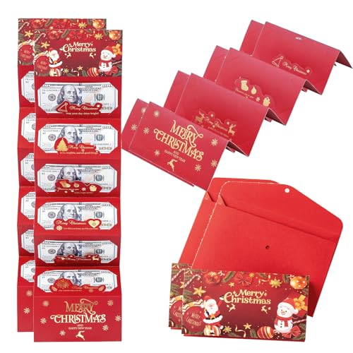 Qosigote Foldable 6-Slot Christmas Red Envelope, Christmas Money Wallets, Money Wallets for Cash Gifts, Xmas Surprise Cash Holder, Meaningful Gifts to Adds A Deeply Personal Touch (A,2) von Qosigote