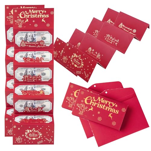 Qosigote Foldable 6-Slot Christmas Red Envelope, Christmas Money Wallets, Money Wallets for Cash Gifts, Xmas Surprise Cash Holder, Meaningful Gifts to Adds A Deeply Personal Touch (B,2) von Qosigote
