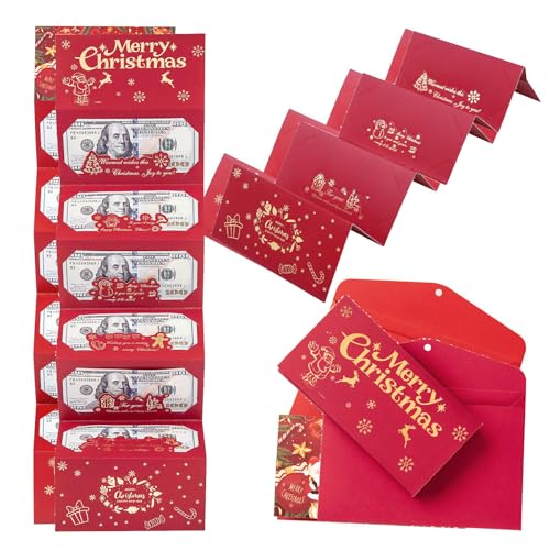 Qosigote Foldable 6-Slot Christmas Red Envelope, Christmas Money Wallets, Money Wallets for Cash Gifts, Xmas Surprise Cash Holder, Meaningful Gifts to Adds A Deeply Personal Touch (C,2) von Qosigote