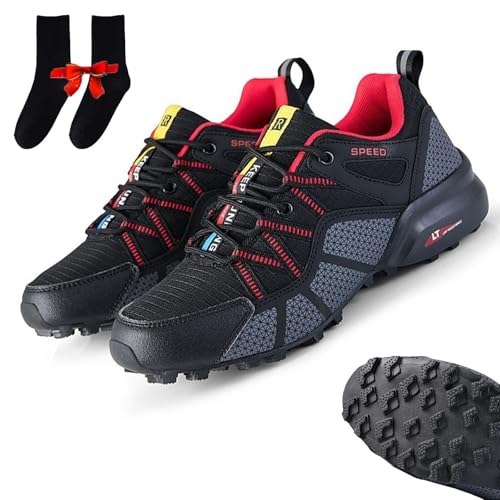 Qosigote Keep Running Speed 3, Orthopädischer Lauf- & Wanderschuh, Ortho Trekking Schuhe Herren, Wanderschuhe Outdoor Und Sport Atmungsaktive Netzschuhe, Wasserfest Und rutschfest (Rot,46) von Qosigote