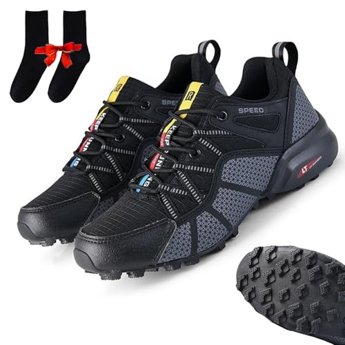 Qosigote Keep Running Speed 3, Orthopädischer Lauf- & Wanderschuh, Ortho Trekking Schuhe Herren, Wanderschuhe Outdoor Und Sport Atmungsaktive Netzschuhe, Wasserfest Und rutschfest (Schwarz,44) von Qosigote