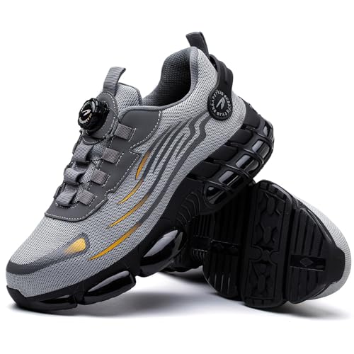 Qosigote Professionelle Sicherheitsschuhe, S3-Sneaker, S3 Pro Arbeitsschuhe, Sicherheitsschuhe Herren Mit Stahlkappe, Leicht & Sportlich Für Schnellverschluss Drehverschluss (Grau,39) von Qosigote