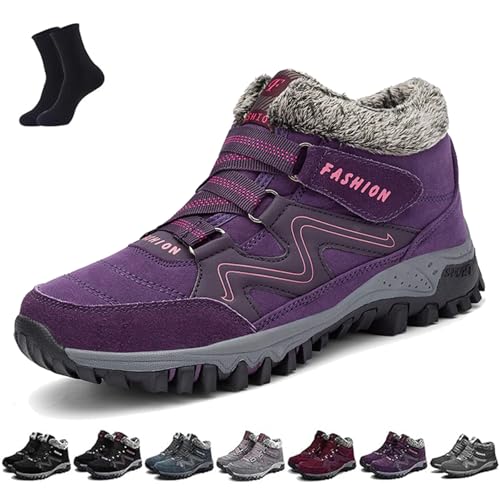 Qosigote Solvema Orthopädische Winterschuhe, Orthopädische Schuhe Damen Herren, Warm Wanderschuhe, Mit Kunstpelz Gefütterte, Rutschfeste, Wasserdichte (Lila,43) von Qosigote