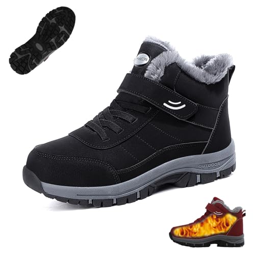 Qosigote Warm Comfort Boots, Ergonomic Winter Boots With Arch Support, Non-Slip Winter Boot Women Men Waterproof Lined Winter Shoes Boots, Warm Gefütterte (46,Schwarz C) von Qosigote