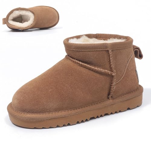 Qosigote Wolkis 2.0 Aurora Hikari - Mini-Stiefel für Frauen Warme Winterstiefel, Classic Suede Snow Boots Winter Boots with Non-Slip Coating for Outdoor Use (Braun,38) von Qosigote